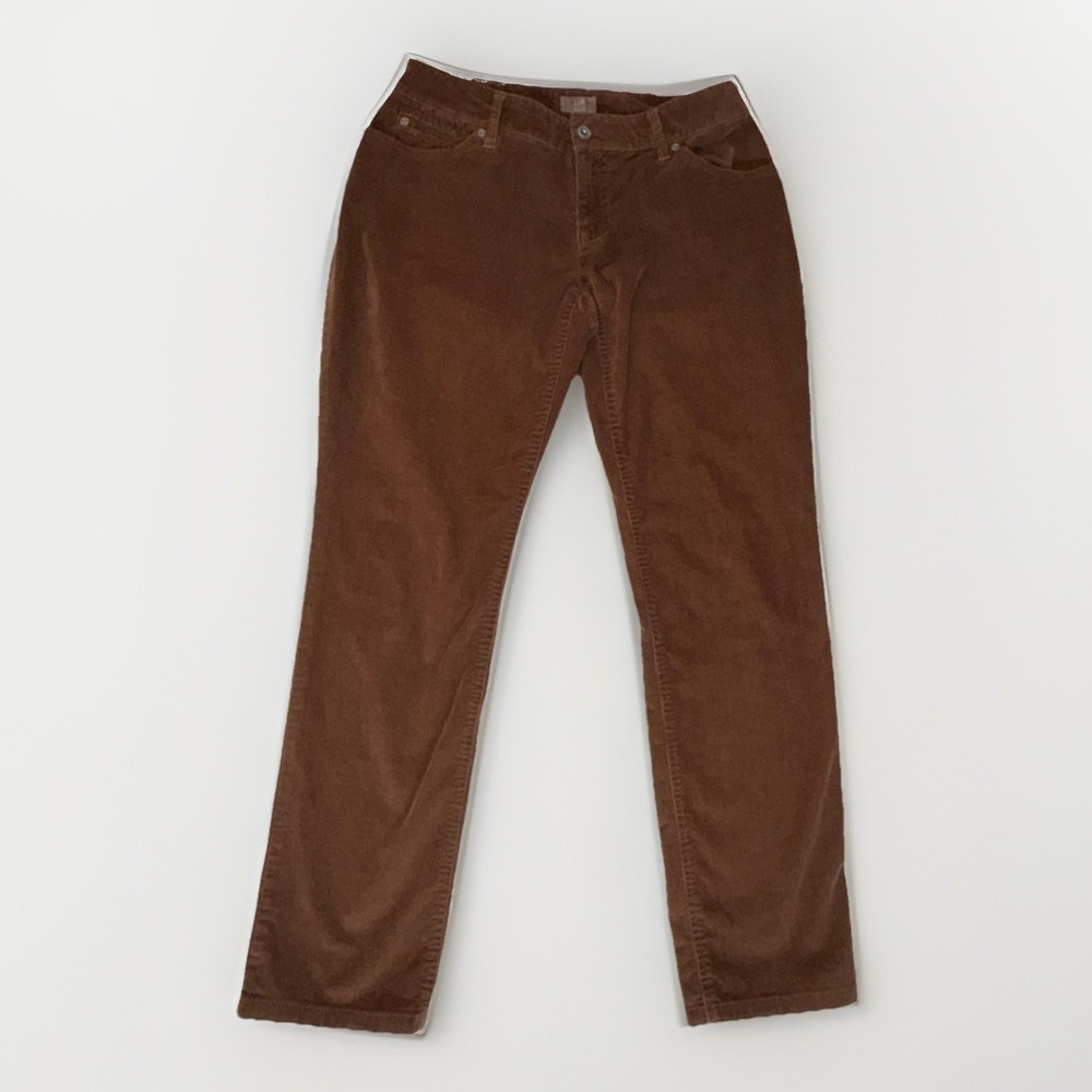 J. Jill Womens Slim Leg Corduroy Pants Size 4P 28x29 Mid Rise Stretch Brown